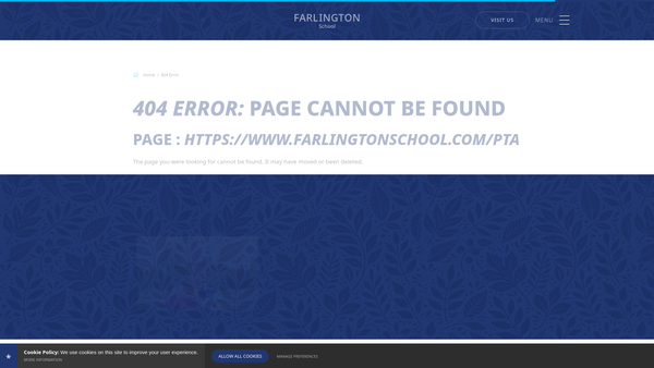 Screenshot of the Farlington School PTA website