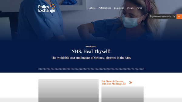 Screenshot of the Policy Exchange Limited website