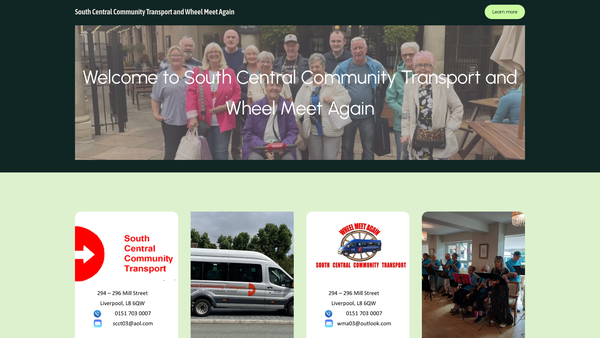 Screenshot of the South Central Community Transport Limited website
