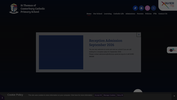 Screenshot of the St Thomas Of Canterbury PTA website