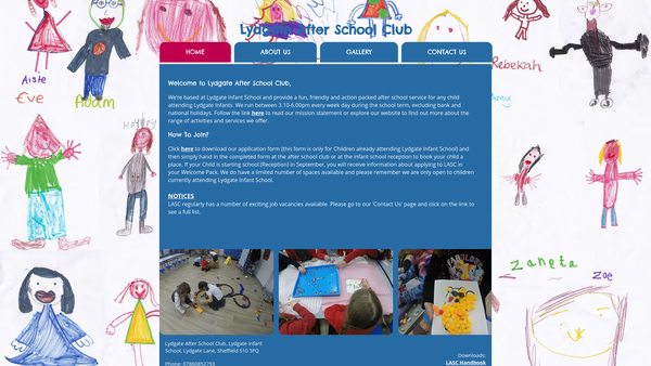 Screenshot of the Lydgate After School Club website
