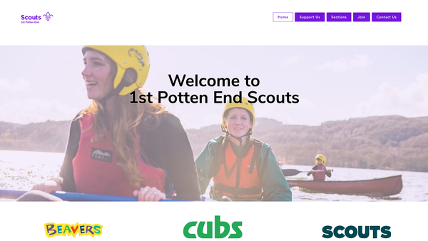 Screenshot of the 1st Potten End Scout Group website