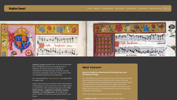 Screenshot of the Brighton Consort website