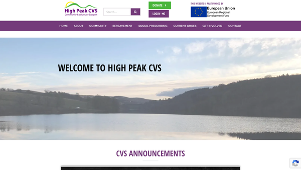 Screenshot of the High Peak Cvs website