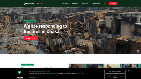 Screenshot of the Shelterbox Trust website
