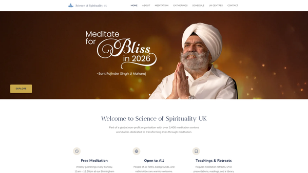 Screenshot of the Science Of Spirituality Charitable Trust (United Kingdom) website