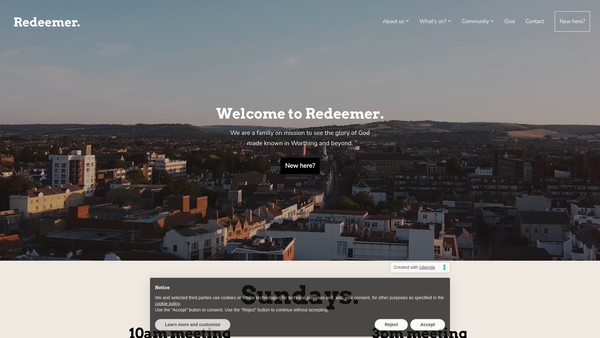 Screenshot of the Redeemer Worthing Ltd website