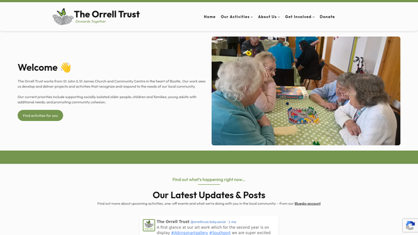 Screenshot of the The Orrell Trust website