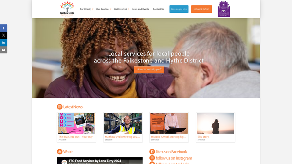 Screenshot of the Folkestone Rainbow Centre website