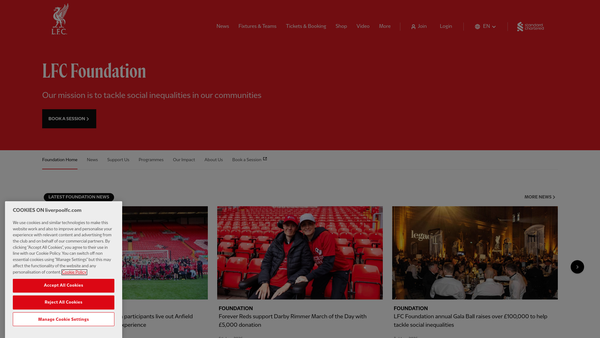 Screenshot of the Liverpool FC Foundation website