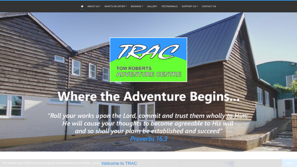 Screenshot of the Tom Roberts Adventure Centre Ltd website