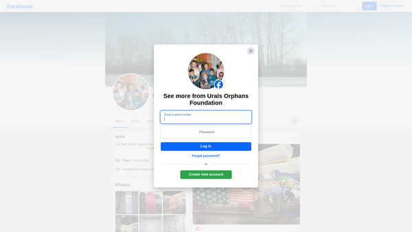 Screenshot of the Urals Orphans Foundation website