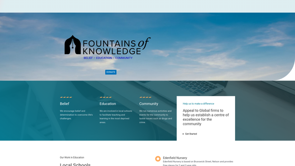 Screenshot of the Fountains Of Knowledge website