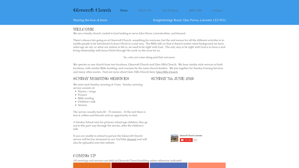 Screenshot of the Glencroft Church (Glen Parva) Trust website