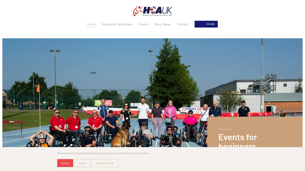 Screenshot of the Handcycling Association Of The United Kingdom website