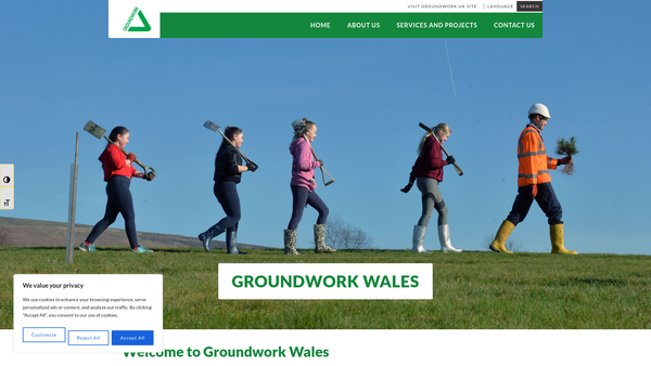 Screenshot of the Groundwork Wales website