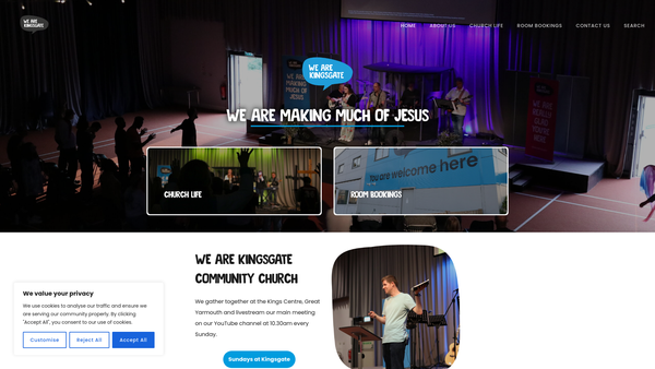 Screenshot of the Kingsgate Community Church (Great Yarmouth) website