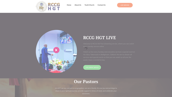Screenshot of the Redeemed Christian Church Of God ('Rccg') His Glory Tabernacle website