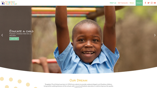 Screenshot of the The Charitable Trust For The Tongabezi Trust School website