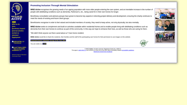 Screenshot of the Mind Active website
