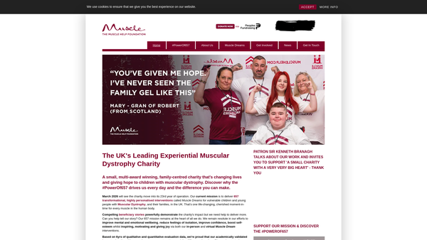 Screenshot of the The Muscle Help Foundation website