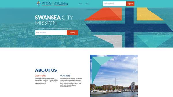 Screenshot of the Swansea City Mission And Educational Trust website
