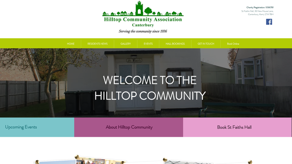 Screenshot of the Hilltop Community Association (Canterbury) website