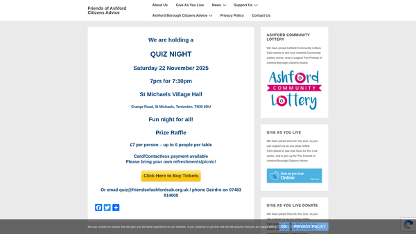 Screenshot of the The Friends Of Ashford Citizens Advice Bureau website