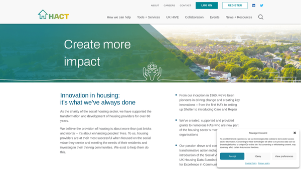 Screenshot of the The Housing Associations' Charitable Trust website