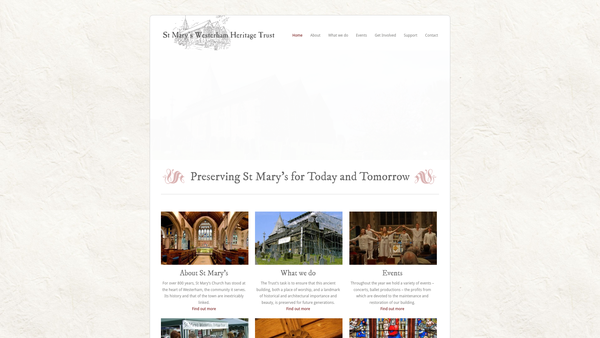 Screenshot of the St Mary's Westerham Heritage Trust website
