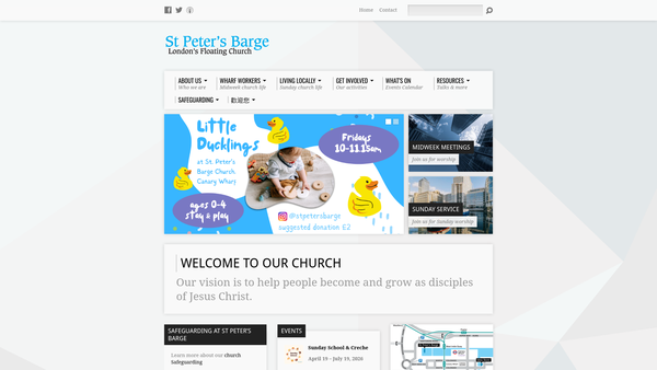 Screenshot of the St. Peter's Canary Wharf Trust website