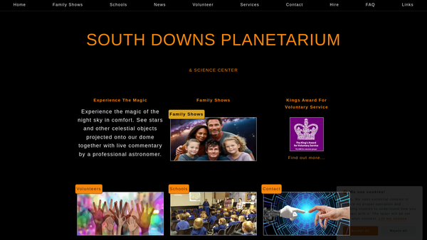 Screenshot of the South Downs Planetarium website