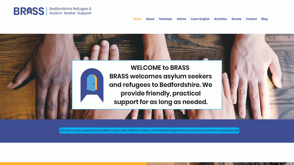 Screenshot of the Bedfordshire Refugee And Asylum Seeker Support website