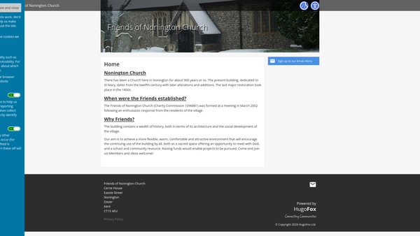 Screenshot of the Friends Of The Parish Church Of St. Mary The Virgin, Nonington, Kent website