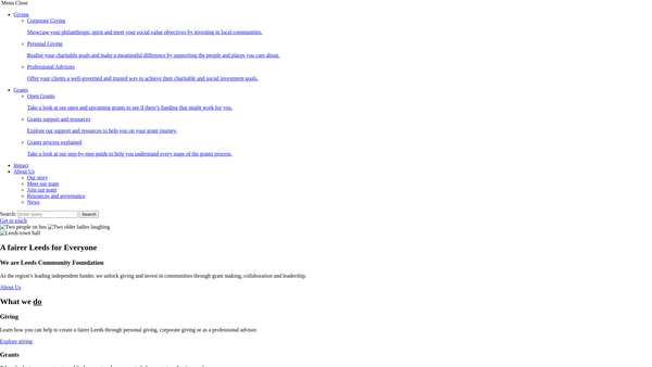 Screenshot of the Community Foundation For Leeds website