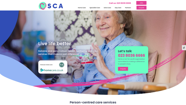 Screenshot of the Social Care In Action website