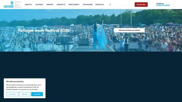 Screenshot of the Afghanistan & Central Asian Association website