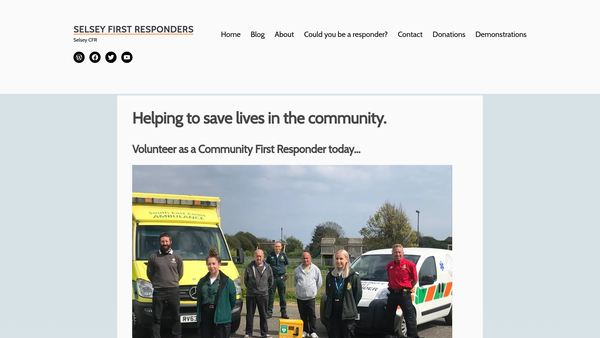 Screenshot of the Selsey Community First Responder Scheme website
