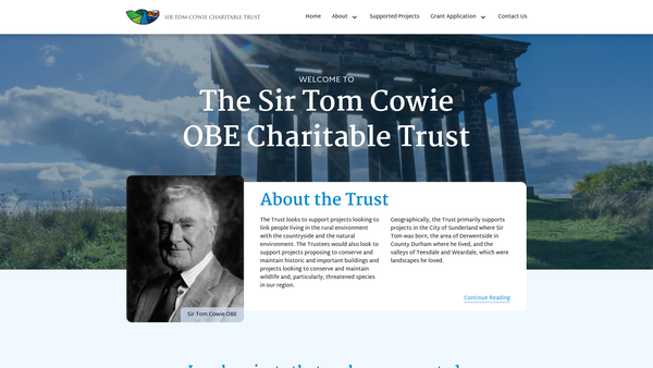 Screenshot of the The Sir Tom Cowie Charitable Trust website
