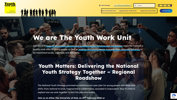 Screenshot of the Youth Work Unit - (Yorkshire And The Humber) CIO website