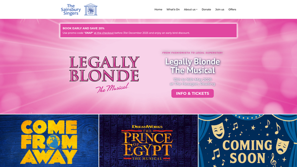 Screenshot of the The Sainsbury Singers website