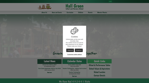 Screenshot of the Hall Green Infant And Junior Schools Home School Association website