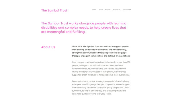 Screenshot of the The Symbol Trust website