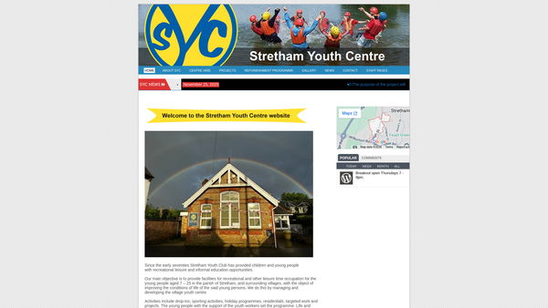 Screenshot of the Stretham Youth Club website