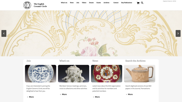 Screenshot of the English Ceramic Circle website