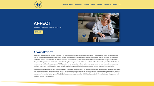 Screenshot of the Affect website