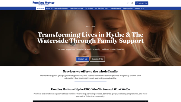 Screenshot of the Families Matter At Hurc website