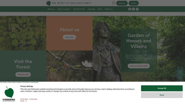 Screenshot of the Heart of England Forest website