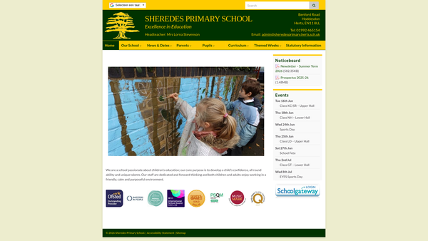 Screenshot of the Friends Of Sheredes Primary School And Nursery website