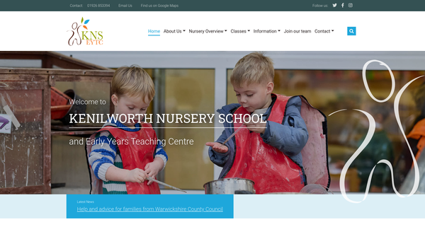 Screenshot of the Friends Of Kenilworth Nursery School website